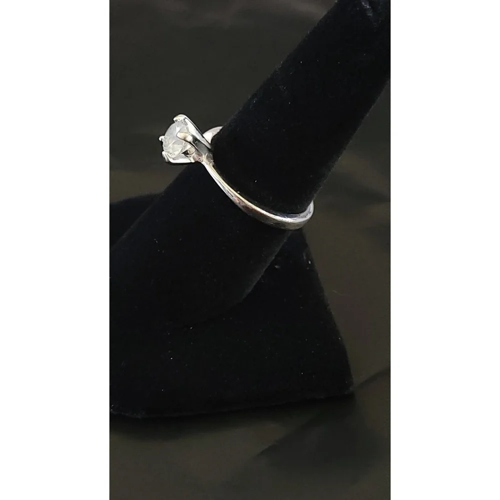 Vintage AVON Sterling Silver Clear Spinel CZ Solitaire Ring Size 7.5 2.75g